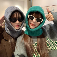 Warm Woolen Hat Scarf One Female Winter Earflaps Knitted Hat