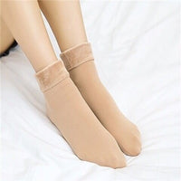 Autumn and winter socks men and women wild tube socks imitation nylon floor socks plus velvet thick snow socks