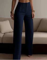 Women's Pleated Casual High-Waist Solid-Color Suit Pants
