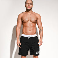 Men's Fashion Casual Solid Color Soakable Five-point Swimming Trunks