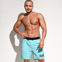 Men's Fashion Casual Solid Color Soakable Five-point Swimming Trunks