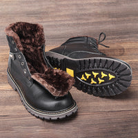 Plus Size Men's Real Leather With Fleece Lining Snow Boots
