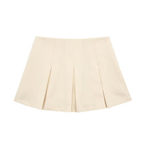 High Waist Wide Pleated Solid Color Pantskirt Women's Skirt
