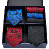 Fashion business striped tie square scarf combo set