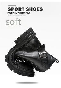 Autumn And Winter Cowhide Casual Men's Boots Thick Bottom Round Toe Warm