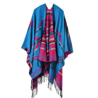 Geometric Diamond Tassel Shawl Cape