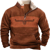 Zipper Sweater Men's Spring And Autumn Printed Turtleneck