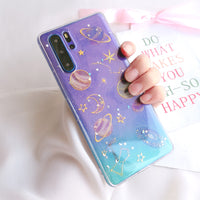 Transparent sequin planet phone case