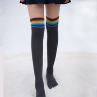 Rainbow long socks fall and winter knee socks