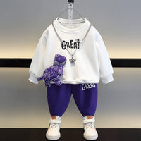 Boys And Girls Sweater Three-dimensional Dinosaur Two-piece Set Children