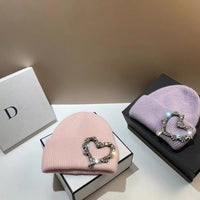 Fall Winter Fashion Heart Knitted Warm Ear Protection Hat