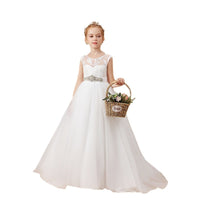 Girl's White Flower Girl Wedding Dress