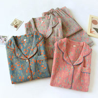 Yarn-dyed Double-layer Jacquard Feather Pajamas Suit Women