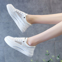 Mesh casual platform white shoes
