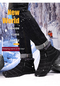 Outdoor Thickening Thermal Cotton Shoes Zipper Fleece-lined Winter Men's Shoes