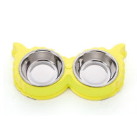 Pet Dog Bowl Puppy Cat Bowl Water Food Storage Feeder Non-toxic PP Resin Stainless Steel Combo Rice Basin 3 Colors