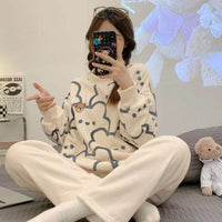 Foreign Flannel Pajamas Suit Women