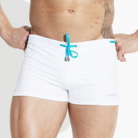 Men's Flat Angle Large Medium Waist Solid Color Beach Trunks