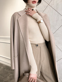 Loose water wave double face cashmere coat