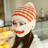 Plush warm beard mask, thick knitted hat