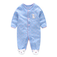 Long-sleeved one-piece buttoned romper crawler