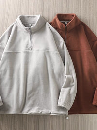 American Polar Fleece Casual Sweatshirt Loose Bottoming Shirt Long Sleeve Half Zipper Jacket