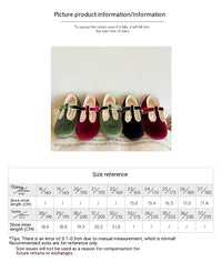 Autumn And Winter Sweet Velvet Children's Leather Shoes T-shaped Pumps Retro
