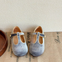 Autumn And Winter Sweet Velvet Children's Leather Shoes T-shaped Pumps Retro