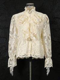 Retro 3D Floral Lace Long-Sleeved Shirt