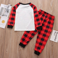 European And American Parent-child Suit Cartoon Santa Claus Printed Plaid Pants Homewear