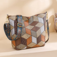 Contrast Color Casual Large Capacity Totes Multi Colors Stitching Fashionable Stylish