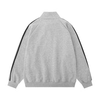 Vintage Embroidered Half Zipped Stand Collar Sweatshirt Street Coat