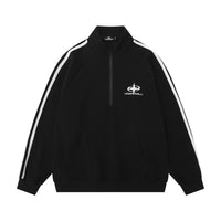 Vintage Embroidered Half Zipped Stand Collar Sweatshirt Street Coat