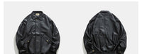 Soft Leather Jacket Men's Double-stand Large Pocket Coat