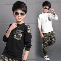 Boys cotton camouflage sports long-sleeved suit in the big children two sets of tide