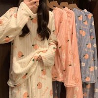 Women's Cute Coral Fleece Warm Thickened Loungewear