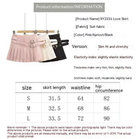 College Style Age-reducing Double Waist Heart Buckle Skirt