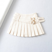College Style Age-reducing Double Waist Heart Buckle Skirt