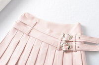 College Style Age-reducing Double Waist Heart Buckle Skirt