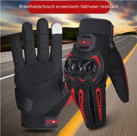 Men's Full Finger Case Drop-resistant Touch Screen Breathable Motorbike Gloves