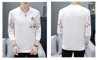 Round Neck Sweater Chinese Style Men's Crane Embroidery Bottoming Shirt