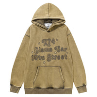 Distressed Fleece-lined Thickened Hooded Sweatshirt Men's Street Tide Brand Niche Loose Pullover Hoodie