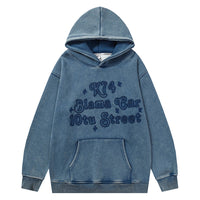 Distressed Fleece-lined Thickened Hooded Sweatshirt Men's Street Tide Brand Niche Loose Pullover Hoodie