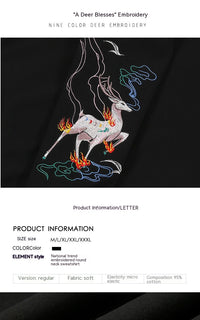 Fashion Embroidered Sweater Deer Round Neck Cotton Jacket Shirt