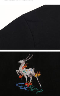 Fashion Embroidered Sweater Deer Round Neck Cotton Jacket Shirt