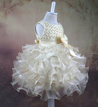 Girls' Bow String Beads Flower Princess Dress