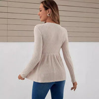 Long Sleeve Maternity Top Solid Color Pullover T-shirt