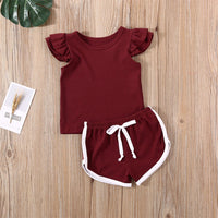 Flying Sleeve T-Shirt Shorts Sports and Leisure Two-Piece Suit