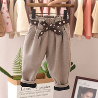 Cotton padded little girl slacks