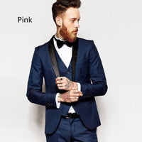 Men's Fashion Simple Solid Color Suit Three-piece Set